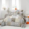DaDalogy Bedding 11-Pieces Bohemian Bed in a Bag Set - Paisley Dreams Floral Brown Green Cotton Patchwork Bedspread - Fitted Sheet w/Pillow Throw Euro Sham Covers & Window Curtain Valance - King Size view 1