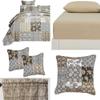 DaDalogy Bedding 11-Pieces Bohemian Bed in a Bag Set - Paisley Dreams Floral Brown Green Cotton Patchwork Bedspread - Fitted Sheet w/Pillow Throw Euro Sham Covers & Window Curtain Valance - King Size view 3