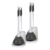 Clorox Toilet Plunger and Bowl Brush Combo Set with Caddy, 6.75" x 7" x 19.5", White/Gray, Pack of 2 - Plunger and Toilet Bowl Brush, Heavy Duty Plunger, Toilet Cleaning Brush, Freestanding Caddy view 1
