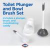 Clorox Toilet Plunger and Bowl Brush Combo Set with Caddy, 6.75" x 7" x 19.5", White/Gray, Pack of 2 - Plunger and Toilet Bowl Brush, Heavy Duty Plunger, Toilet Cleaning Brush, Freestanding Caddy view 2