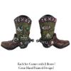 Urbalabs Western Cowboy Boot Texas Flag Toothpick Holder Vase Distressed Decorative Cowboy Boots with Spurs Home Office Rustic Decor Country Living Pen Holder for Desk (Great State 2 Pack) view 3