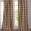 2" Buffalo Check Poplin Polyester Curtains (2 Pack) / Window Dcor/Backdrop/Classroom/Bedroom/Cabin/Hotel/Guest Room Window Curtains (58" Wide x 120" Long, Brown Beige) view 2
