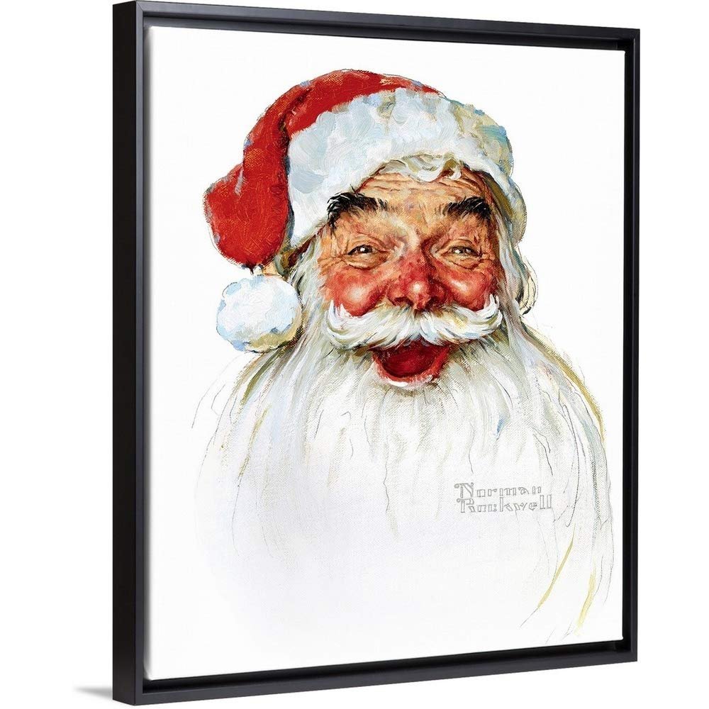 Santa Claus Black Float Frame Canvas Art, Christmas Artwork