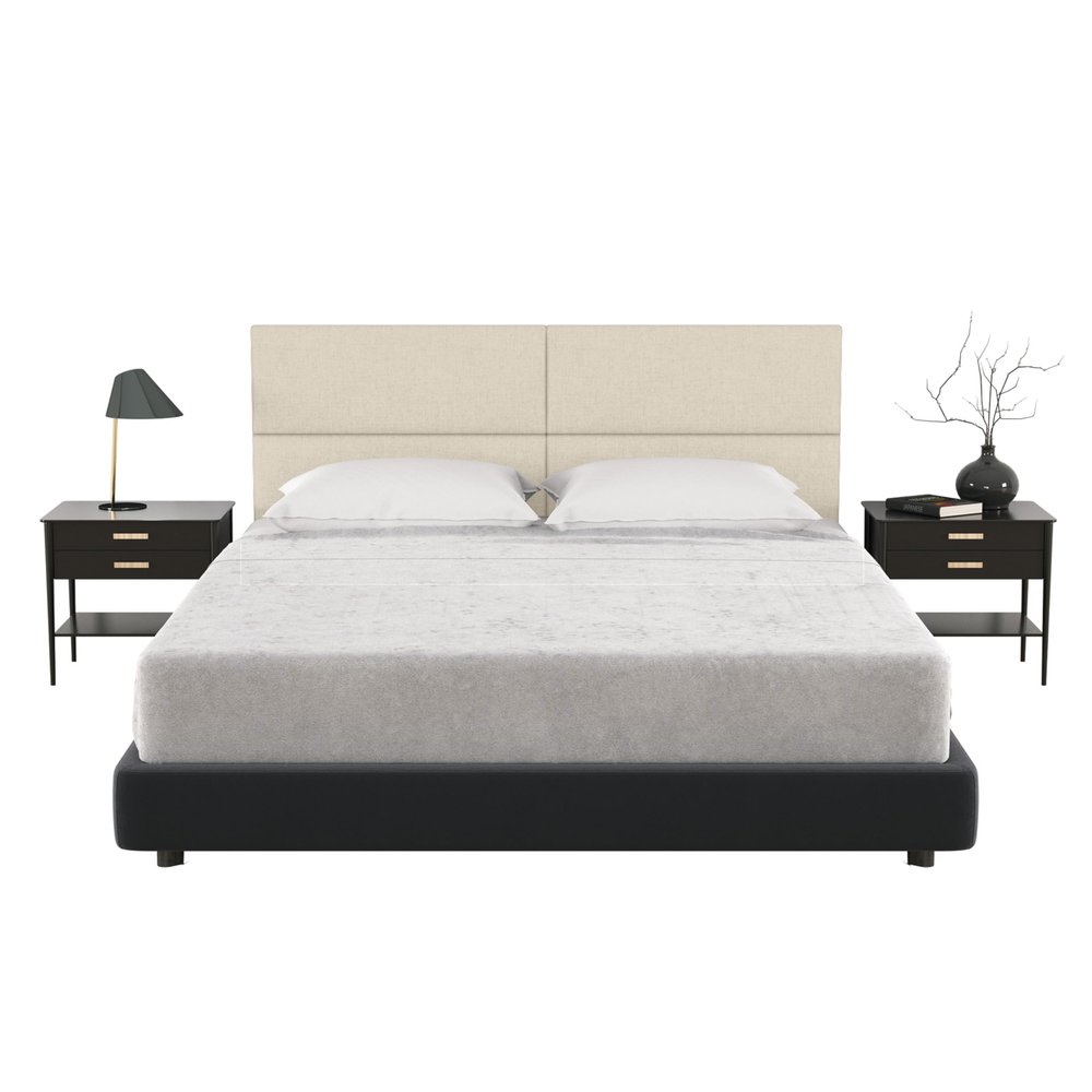 Jaxx Panelist Modern Padded Headboard Set of 4 Wall Mounted Panels - Queen, Dune Beige Microvelvet