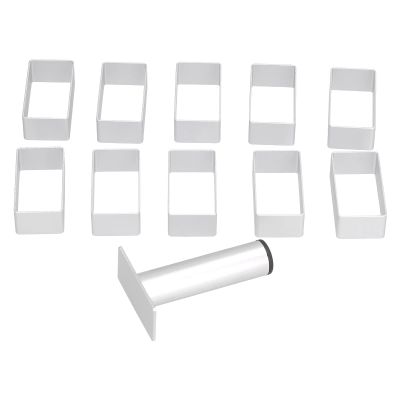 11Pcs Cake Mold Set Aluminum Mooncake Mould Fondant Cookie Biscuit Mold with Pusher for Baking Dessert Cake Decorating(10xMolds+1xPress,Large Rectangle)