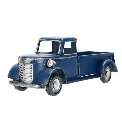 SOFFEE DESIGN 10in Collectible-Vehicles Classic Truck, Pick-up Model Iron Decorations, Collectible Figurine Desktop Car Wine Holder for Home Decor, Dark Blue