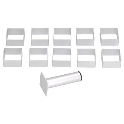 11Pcs Cake Mold Set Aluminum Mooncake Mould Fondant Cookie Biscuit Mold with Pusher for Baking Dessert Cake Decorating(10xMolds+1xPress,Square)
