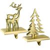 2PCS Bronze Reindeer Christmas Stocking Holders for Fireplace Holiday Christmas Tree Hanger Mantle Decorations Anti-Slip Xmas Hooks Fireplace Topper (2, Christmas Tree Reindeer) view 1