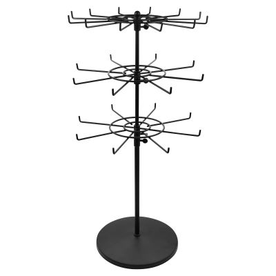 Polmart Heavy Duty Dual Heights (Stand & Tiers) Adjustable Countertop Spinner Display Stand (Black, 3-Tier)