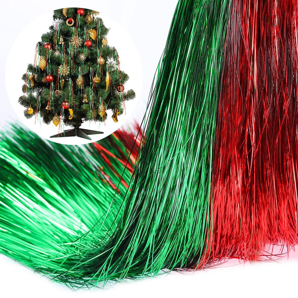 14000 Piece Christmas Icicle Tinsel Foil Fringes Tinsel Birthday Tinsel Curtain Strand Icicle Tinsel Christmas Tree Tinsel Decoration for Christmas Holiday Decor Birthday Supplies (Red and Green)