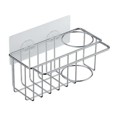 3 in 1 Sink Sponge Holder, Sponge Caddy for Kitchen Sink, Adhesive Sink Brush Holder, Stainless Steel Rustproof Sink Caddy Kitchen Bathroom Sink Organizer No Drilling for Placing Sponges Soaps Brushes