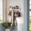 AMBIRD Wall Hooks with Shelf | Entryway Hanging Wood Coat Hooks | Wall-Mounted Rack with 5 Dual Hooks | Bathroom, Living Room, Bedroom (Modern). view 3