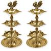 SATVIK 2 Pc Standing Brass Kerala Samai Diwali Deepak for Puja Traditional Panchmahal Pooja Deepam Diya Oil Lamp Kutthu Vilakku Dia 3 in 1 Step Adjustable 8.5 inch Deepawali Indian Gift Item view 1