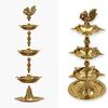 SATVIK 2 Pc Standing Brass Kerala Samai Diwali Deepak for Puja Traditional Panchmahal Pooja Deepam Diya Oil Lamp Kutthu Vilakku Dia 3 in 1 Step Adjustable 8.5 inch Deepawali Indian Gift Item view 2