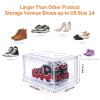 10 Pack Large Shoe Boxes Clear Stackable, Space Saving Acrylic Shoe Boxes Shoe Organizers Foldable Shoe Container Boxes that Fits Up to Size 14 Shoes view 2