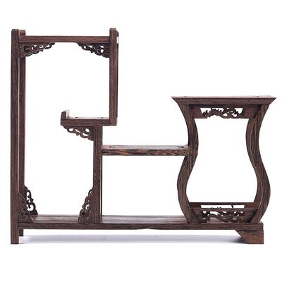 PAYNAN 36x29cm Chinese Retro Storage Rack Display Stand Solid Wood Teapot Tea Set Shelf Racks