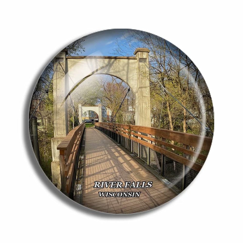 Crystal Fridge Magnets River Falls Wisconsin USA Travel Souvenir Funny Sticker for Gift Home Decoration Office Whiteboard