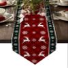 Z&L Home Table Runner Cotton Linen Dresser Scarves,Farm Red Lattice Table Runners for Christmas Eve Family Dinner/Holiday Party/Events/Kitchen Decor Snowflakes with Reindeer Silhouettes 13x120in view 3
