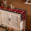 Z&L Home Table Runner Cotton Linen Dresser Scarves,Farm Red Lattice Table Runners for Christmas Eve Family Dinner/Holiday Party/Events/Kitchen Decor Snowflakes with Reindeer Silhouettes 13x120in view 4