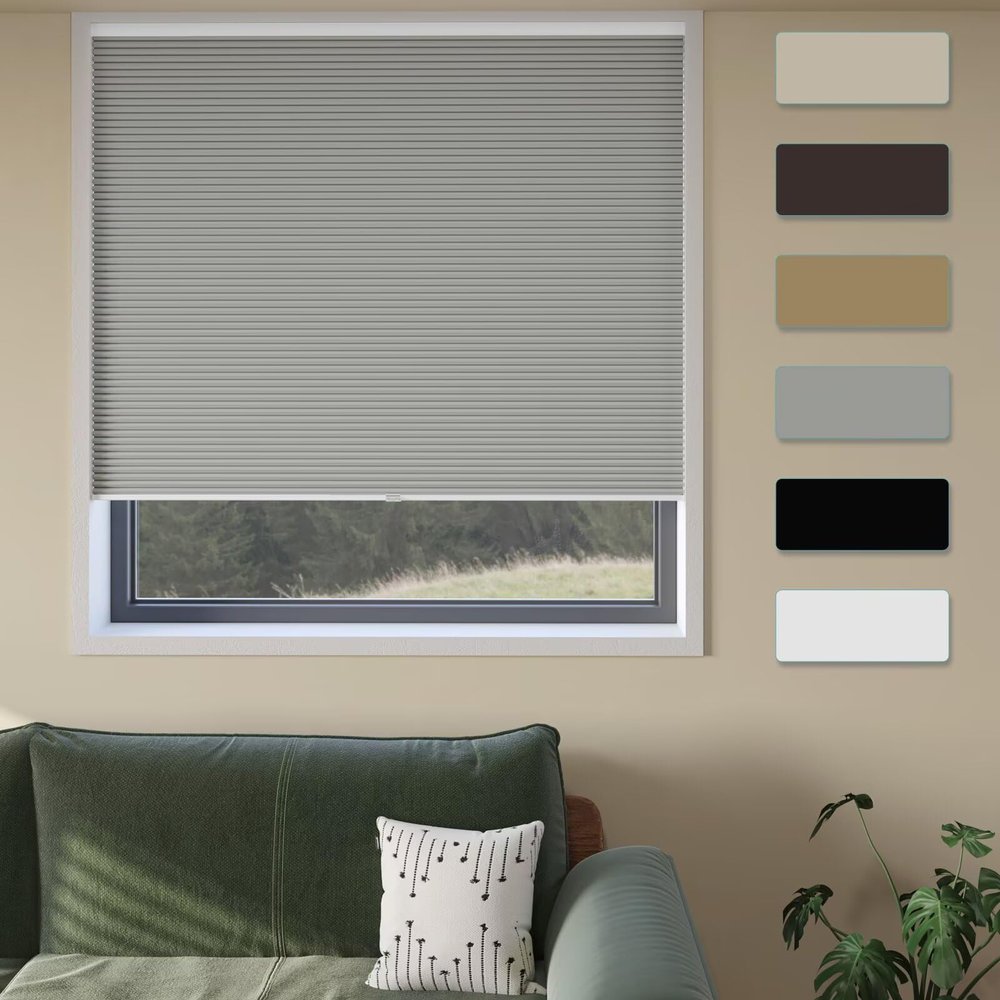 MYshade Cordless Cellular Window Shades No Tools No Drill Blackout Blinds for Indoor Windows Size 44" Wide X 72" Height Grey Room Darkening Window Blinds for Bedroom, Bathroom, Kitchen, Living Room
