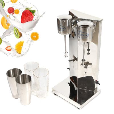 Dual Head Milkshake Machine Drink Mixer Stainless Steel Milkshake Maker w/650ML Cup for Home and Commercial Use Smoothie Mixer Blender Cocktail Drink Master Mixer 18000RMP 180W