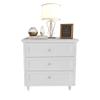 AWQM White Nightstand, 3 Drawer Night Stand, 22 Inch Wider Side Table with Storage, Rattan Boho Bedside Table, End Table for Bedroom, White view 3