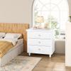 AWQM White Nightstand, 3 Drawer Night Stand, 22 Inch Wider Side Table with Storage, Rattan Boho Bedside Table, End Table for Bedroom, White view 4