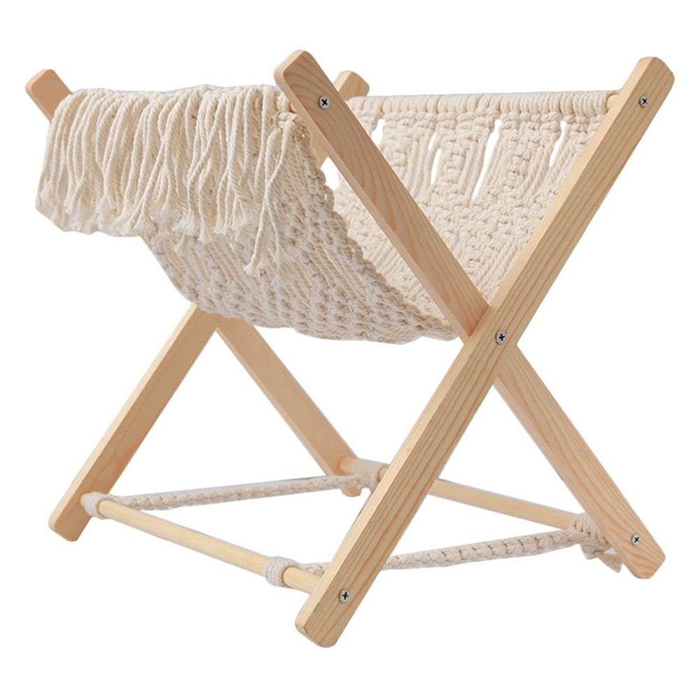 BESPORTBLE Woven Magazine Rack Macrame Record Storage Holder Album Display Rack Wood Stand for Bohemian Boho Home Decor