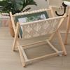 BESPORTBLE Woven Magazine Rack Macrame Record Storage Holder Album Display Rack Wood Stand for Bohemian Boho Home Decor view 4