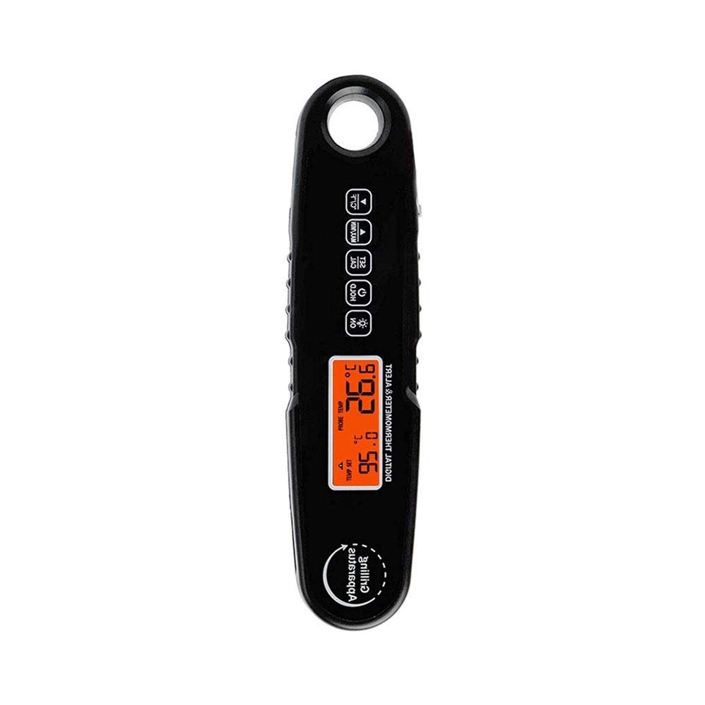 NCRD Digital Meat Thermometer, Food Thermometer Instant Read for Grilling, Digital Thermometer with Backlight Alarm Function for Outdoor BBQ, Cooking, Party (Color : Black)