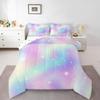 Erosebridal Rainbow Bedding Set for Girls Room, Tie Dye Down Comforter Twin Iridescent Trippy Comforter Set for Kids Teens Women Adult, Ombre Pastel Duvet Sets with 1 Pillow Case(Pink Purple Blue) view 1