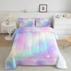 Erosebridal Rainbow Bedding Set for Girls Room, Tie Dye Down Comforter Twin Iridescent Trippy Comforter Set for Kids Teens Women Adult, Ombre Pastel Duvet Sets with 1 Pillow Case(Pink Purple Blue) view 2