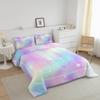 Erosebridal Rainbow Bedding Set for Girls Room, Tie Dye Down Comforter Twin Iridescent Trippy Comforter Set for Kids Teens Women Adult, Ombre Pastel Duvet Sets with 1 Pillow Case(Pink Purple Blue) view 3