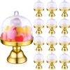 24 Pieces Plastic Mini Cake Stand with Dome Cover Chocolate Candy Cupcake Containers Dessert Display Plate with Dome Cover for Birthday Wedding Holiday Party Supplies (Gold, Transparent) view 1
