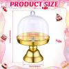 24 Pieces Plastic Mini Cake Stand with Dome Cover Chocolate Candy Cupcake Containers Dessert Display Plate with Dome Cover for Birthday Wedding Holiday Party Supplies (Gold, Transparent) view 2
