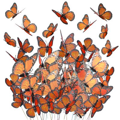 Waydress 24 Pieces Halloween Monarch Butterfly Decorations 3 Size Artificial Monarch Butterflies Wall Decor 3D Butterfly Wing Wall Art with Wire for Fall Wedding Home Bedroom Decorations(Orange)