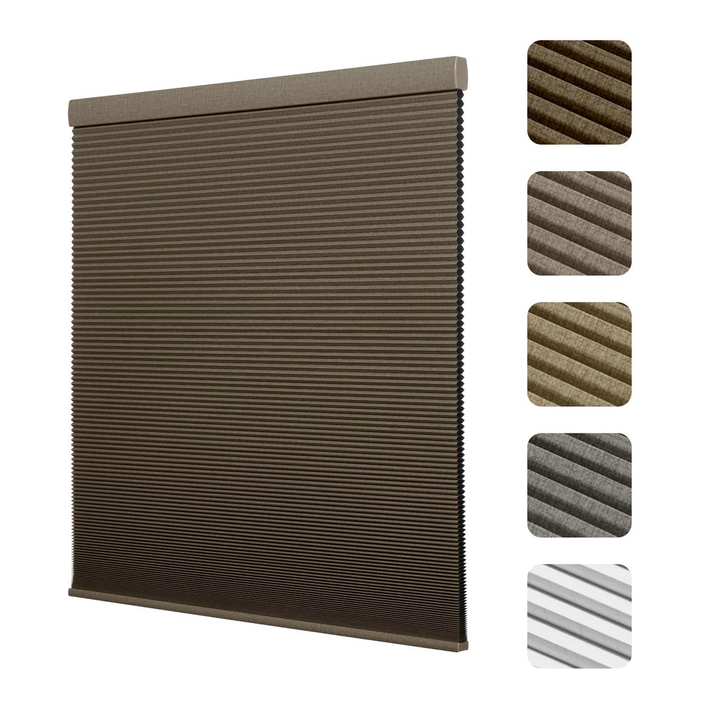 Boolegon Cordless Linen Pattern Cellular Shades Blackout Honeycomb Shades for Windows Pull Down Honeycomb Privacy Blinds for Bedroom Office Thermal Insulated, Blackout Light Brown, 38.5" W x 72" H