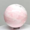 2.3" Rich Pink Mangano Calcite Sphere Natural Sparkling Mineral Ball Banded Crystal UV Reactive Polished Gemstone - Peru + Stand view 2