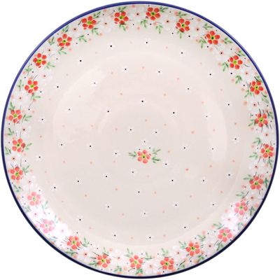Polmedia Polish Pottery Dinner Plate - Blushing Blooms Pattern Handmade in Boleslawiec Poland by Ceramika Artystyczna + Certificate of Authenticity