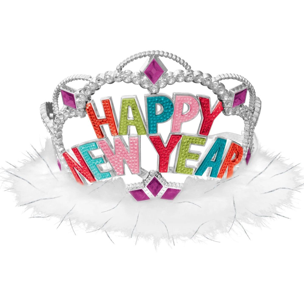 Amscan Multicolor Happy New Year Electroplated Tiara - 4.5" x 3.5" (1 Pc.) - Party Accessory for a Night to Remember