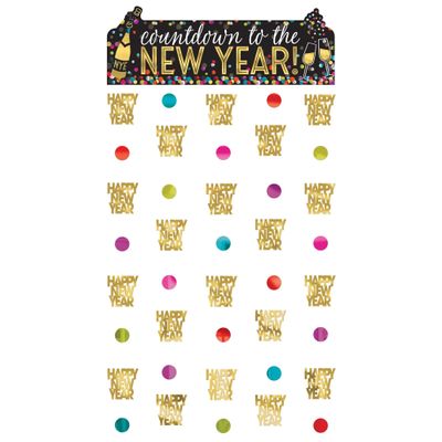 Stunning New Year Colorful Confetti Doorway Curtain - 77" x 39"(1 Pc.) - Premium Cardboard & Shiny Foil Design - Easy to Install Festive Decoration - Perfect Party Decoration
