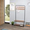 Davee Furniture Coat Hanger with Black Metal Frame,Wood Bench9 Hooks and Shoes Storage for Living Room view 2