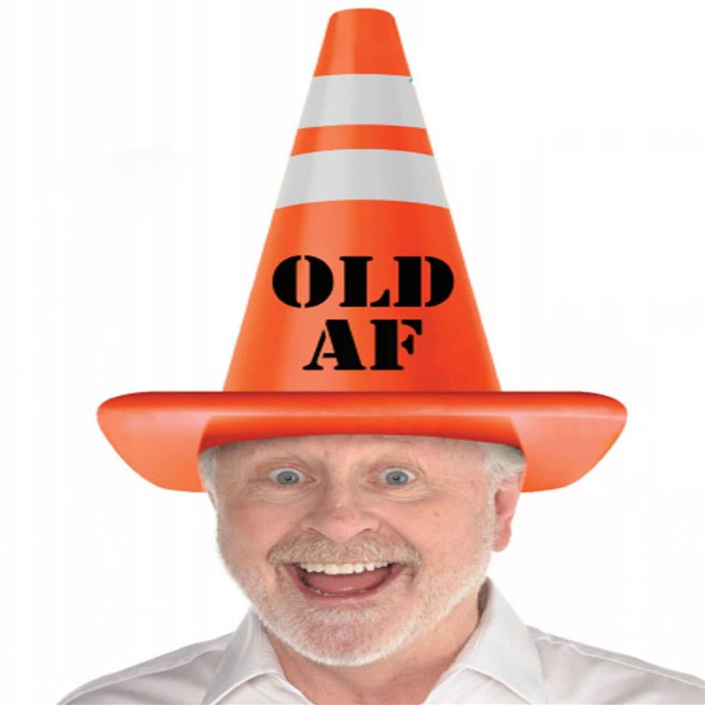 Amscan Giant Over-the-Hill Construction Safety Cone Hat - 11" x 12.8" - Hilarious & Eye-Catching Party Gear - Ideal for Birthdays & Fun Events