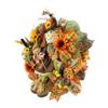 Artisan Fall Autumn Scarecrow Wreath Adorned with Sunflowers, Fall Foliage, and Bow. Fall Scarecrow Decorations for Front Door Outside view 4