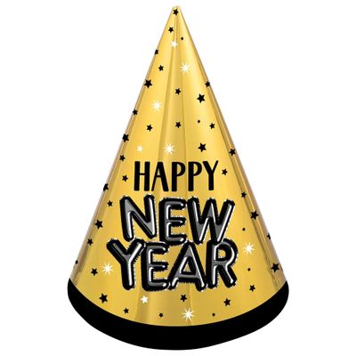 Amscan Standard Happy New Year, Black, Silver, Gold