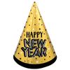 Amscan Standard Happy New Year, Black, Silver, Gold view 1