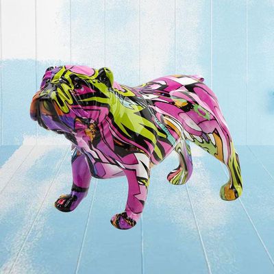 Bulldog Sculpture Dog Figurine Statue Props Living Room Decor-B