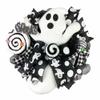 Artisan Halloween Ghost Wreath Adorned with Handmade Jumbo Lollipop, Cake Pop, Ball Ornament and Bow for Front Door Outside, Halloween Decorations view 1