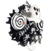 Artisan Halloween Ghost Wreath Adorned with Handmade Jumbo Lollipop, Cake Pop, Ball Ornament and Bow for Front Door Outside, Halloween Decorations view 4