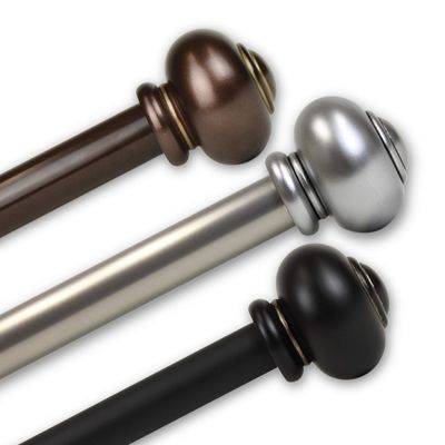 Carre 1" Single Curtain Rod 160-240 inch - Satin Nickel